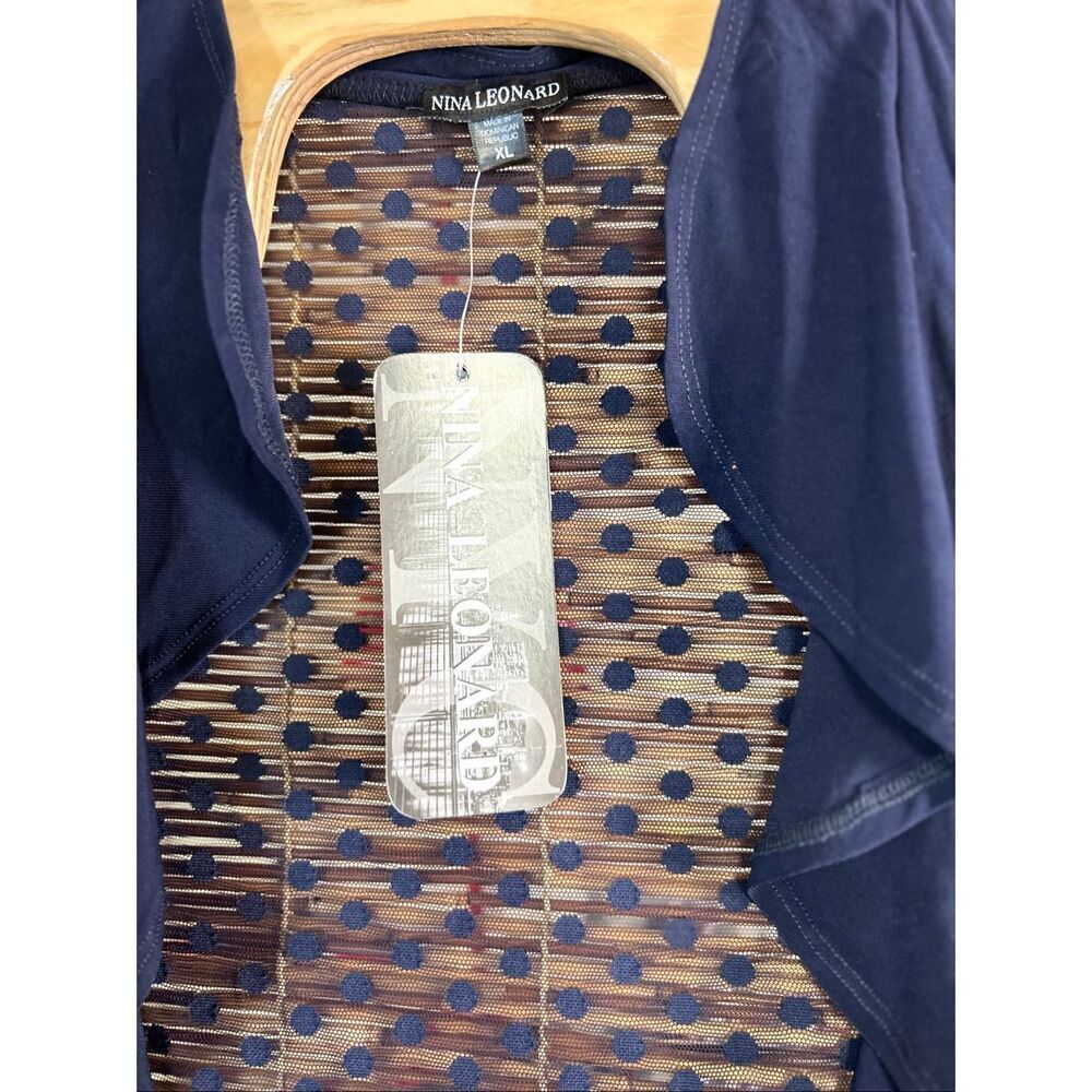 Nina Leonard Navy Blue Sheer Cover Up Cardigan Extra Large (XL) NWT - Picture 5 of 6
